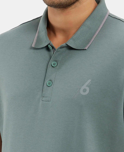 Super Combed Cotton Rich Solid Half Sleeve Polo T-Shirt - Balsam Green-7