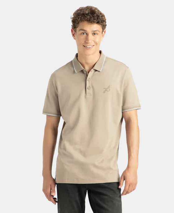 Super Combed Cotton Rich Solid Half Sleeve Polo T-Shirt - Desert Taupe