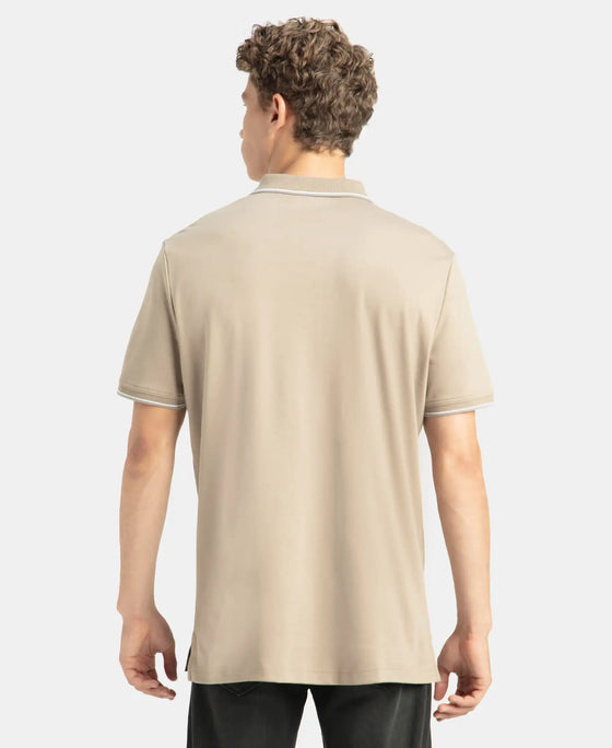 Super Combed Cotton Rich Solid Half Sleeve Polo T-Shirt - Desert Taupe