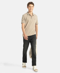 Super Combed Cotton Rich Solid Half Sleeve Polo T-Shirt - Desert Taupe