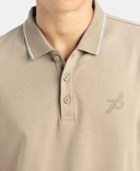 Super Combed Cotton Rich Solid Half Sleeve Polo T-Shirt - Desert Taupe