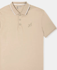 Super Combed Cotton Rich Solid Half Sleeve Polo T-Shirt - Desert Taupe