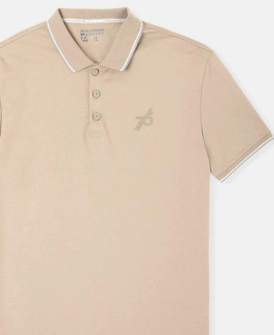 Super Combed Cotton Rich Solid Half Sleeve Polo T-Shirt - Desert Taupe