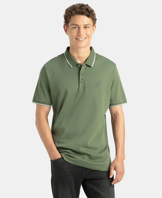 Super Combed Cotton Rich Solid Half Sleeve Polo T-Shirt - Iceberg Green
