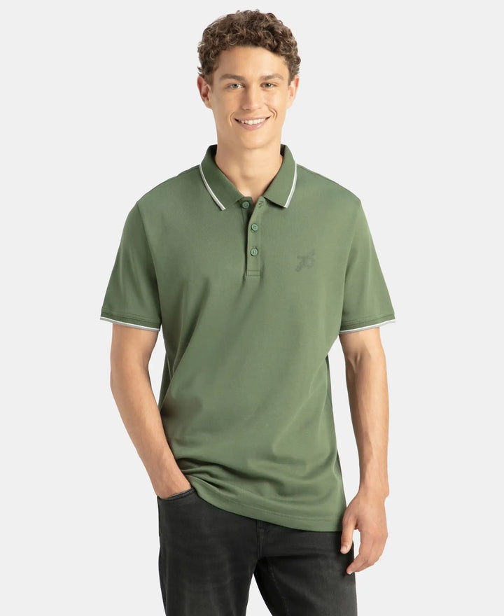 Super Combed Cotton Rich Solid Half Sleeve Polo T-Shirt - Iceberg Green