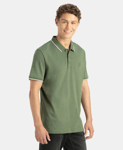 Super Combed Cotton Rich Solid Half Sleeve Polo T-Shirt - Iceberg Green