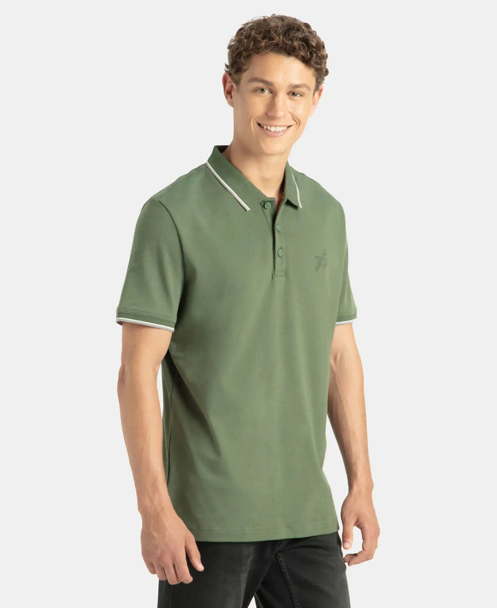 Super Combed Cotton Rich Solid Half Sleeve Polo T-Shirt - Iceberg Green