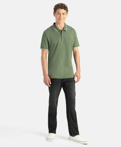 Super Combed Cotton Rich Solid Half Sleeve Polo T-Shirt - Iceberg Green