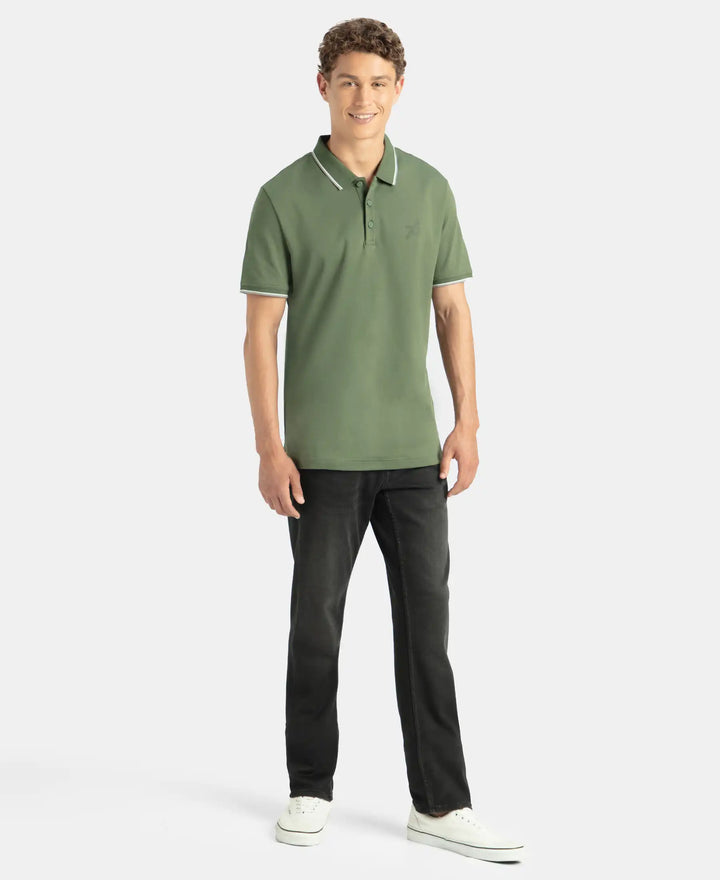 Super Combed Cotton Rich Solid Half Sleeve Polo T-Shirt - Iceberg Green