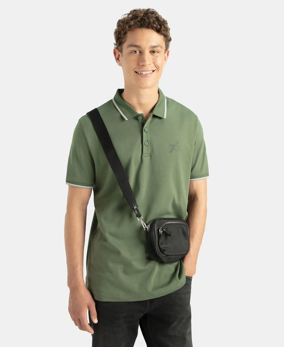 Super Combed Cotton Rich Solid Half Sleeve Polo T-Shirt - Iceberg Green