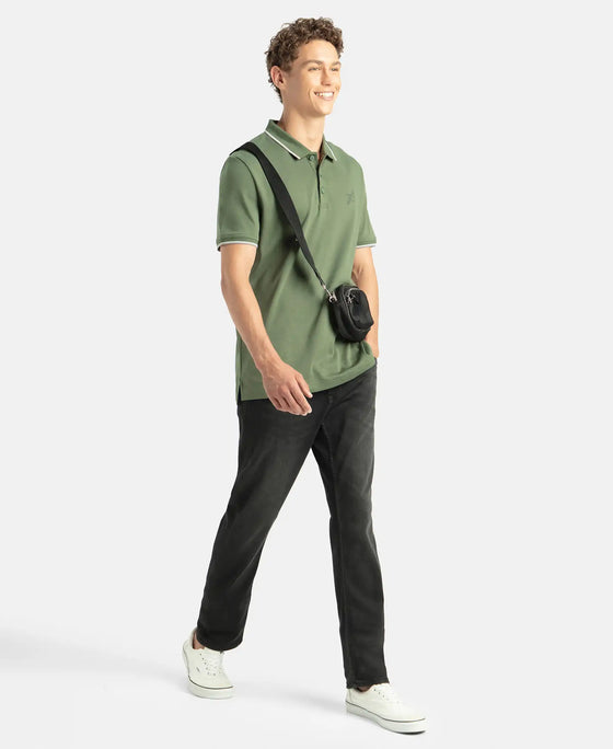 Super Combed Cotton Rich Solid Half Sleeve Polo T-Shirt - Iceberg Green