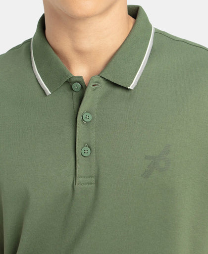 Super Combed Cotton Rich Solid Half Sleeve Polo T-Shirt - Iceberg Green