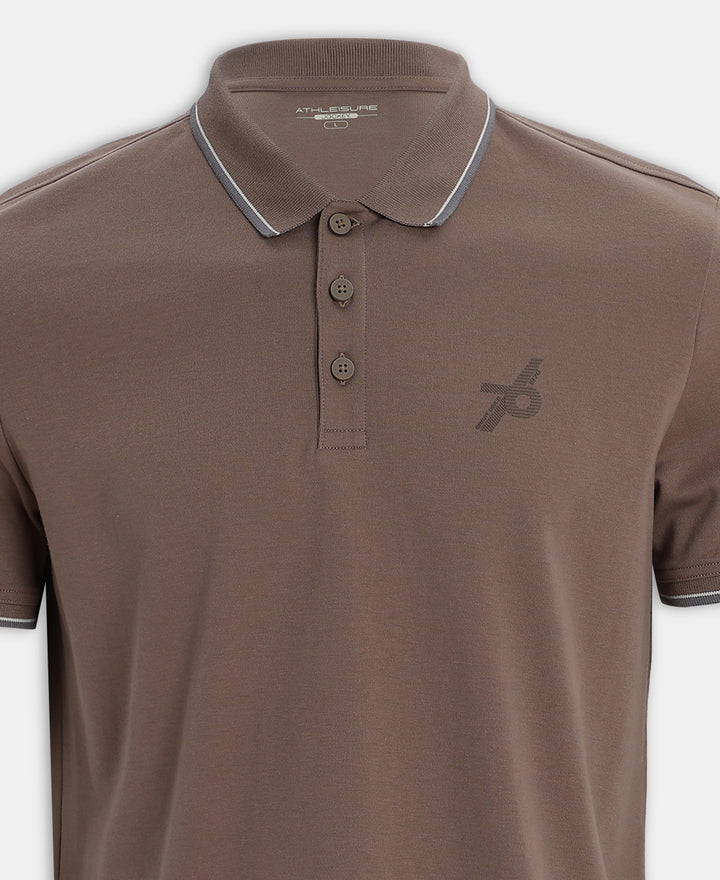 Super Combed Cotton Rich Solid Half Sleeve Polo Tshirt - Leafless Tree