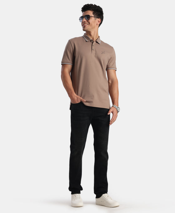 Super Combed Cotton Rich Solid Half Sleeve Polo Tshirt - Leafless Tree