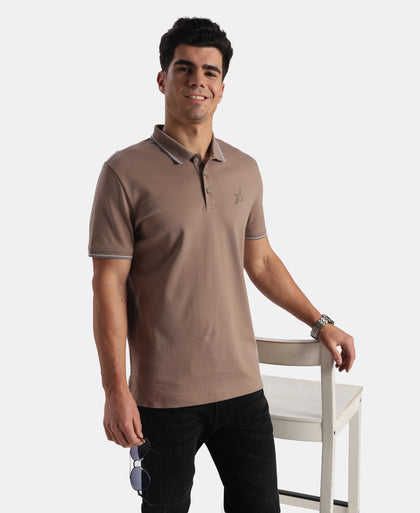 Super Combed Cotton Rich Solid Half Sleeve Polo Tshirt - Leafless Tree