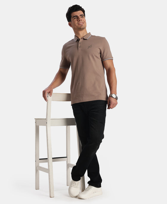 Super Combed Cotton Rich Solid Half Sleeve Polo Tshirt - Leafless Tree