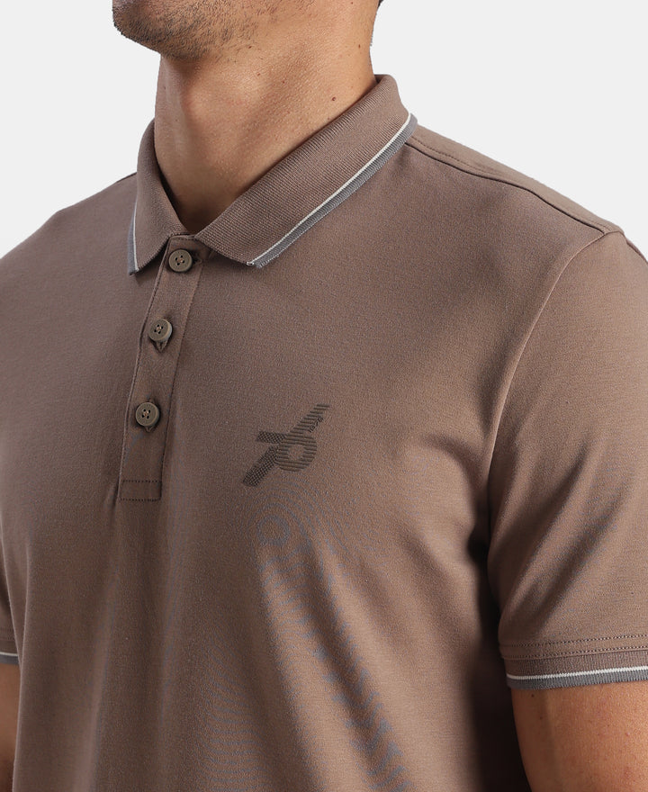 Super Combed Cotton Rich Solid Half Sleeve Polo Tshirt - Leafless Tree