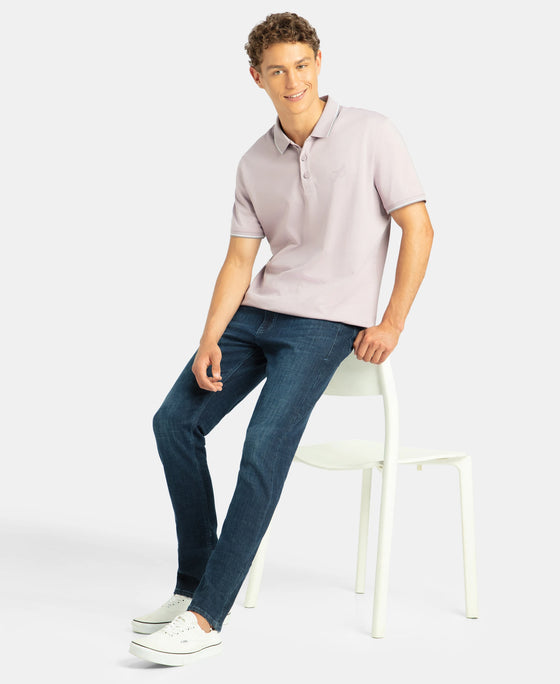 Super Combed Cotton Rich Solid Half Sleeve Polo T-Shirt - Nirvana