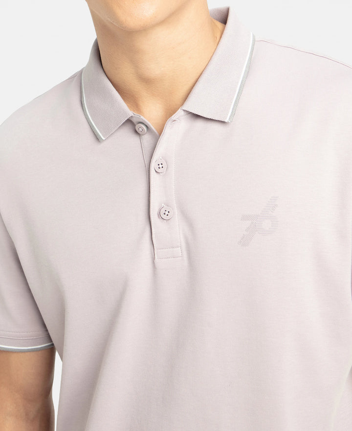 Super Combed Cotton Rich Solid Half Sleeve Polo T-Shirt - Nirvana