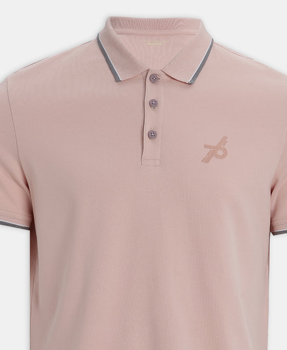 Super Combed Cotton Rich Solid Half Sleeve Polo T-Shirt - Sepia Rose