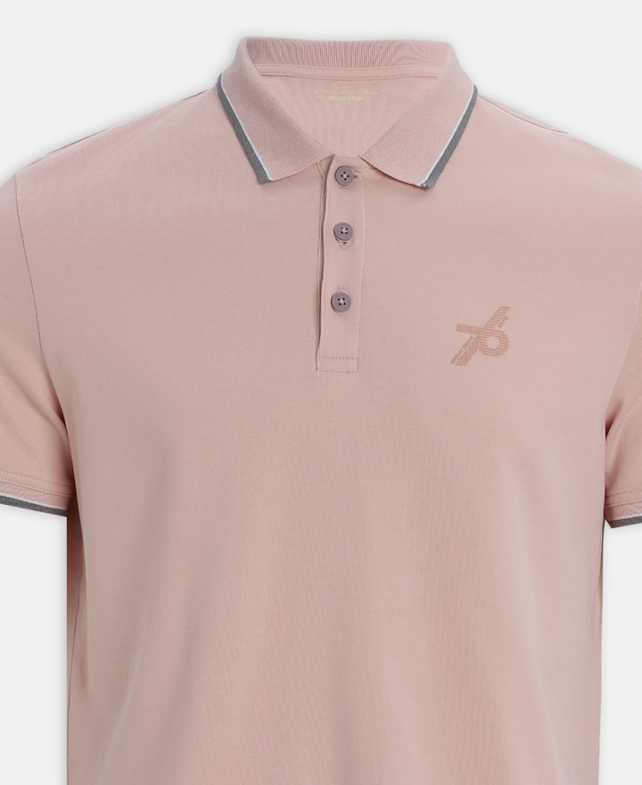 Super Combed Cotton Rich Solid Half Sleeve Polo T-Shirt - Sepia Rose