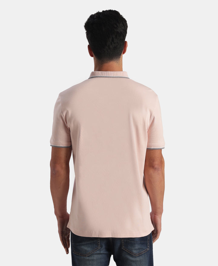 Super Combed Cotton Rich Solid Half Sleeve Polo T-Shirt - Sepia Rose