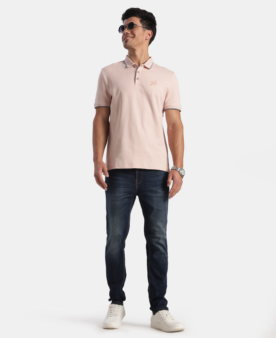 Super Combed Cotton Rich Solid Half Sleeve Polo T-Shirt - Sepia Rose
