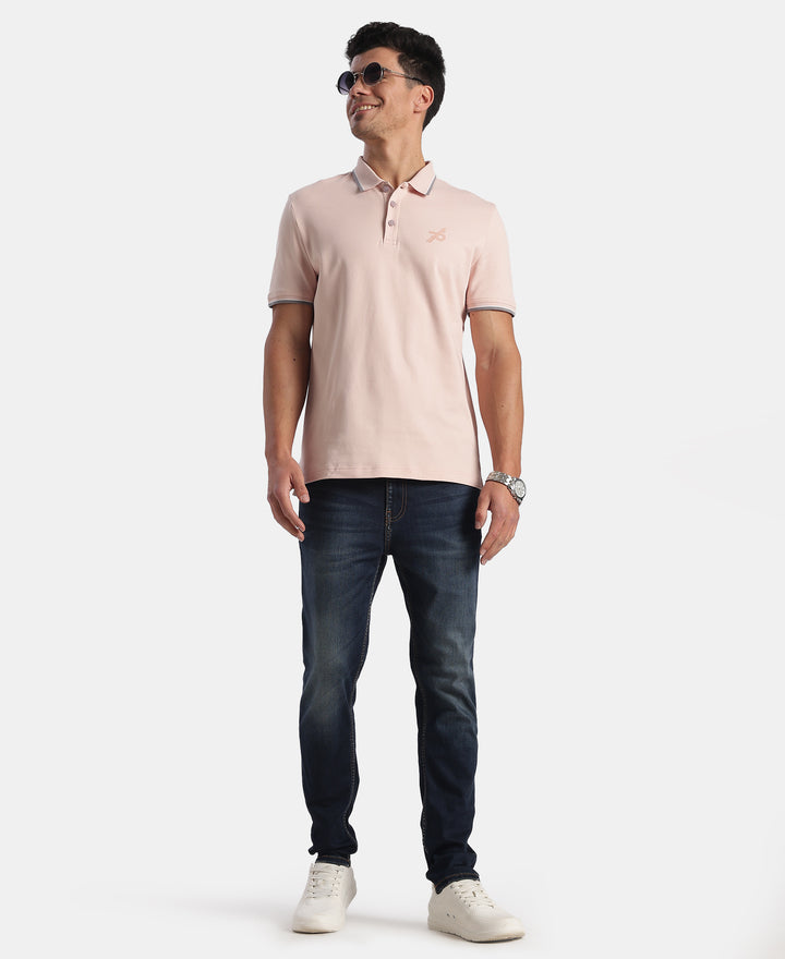 Super Combed Cotton Rich Solid Half Sleeve Polo T-Shirt - Sepia Rose