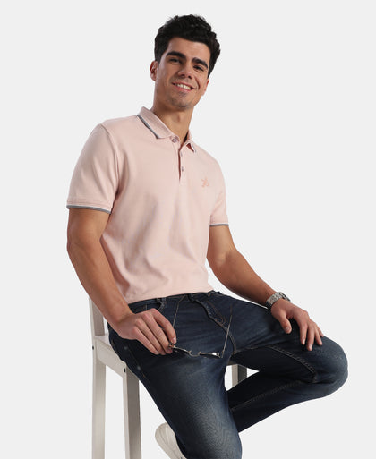 Super Combed Cotton Rich Solid Half Sleeve Polo T-Shirt - Sepia Rose