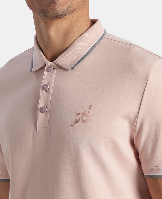 Super Combed Cotton Rich Solid Half Sleeve Polo T-Shirt - Sepia Rose