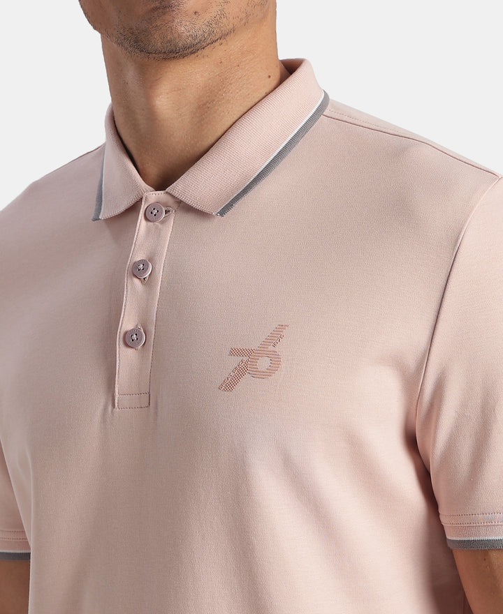 Super Combed Cotton Rich Solid Half Sleeve Polo T-Shirt - Sepia Rose