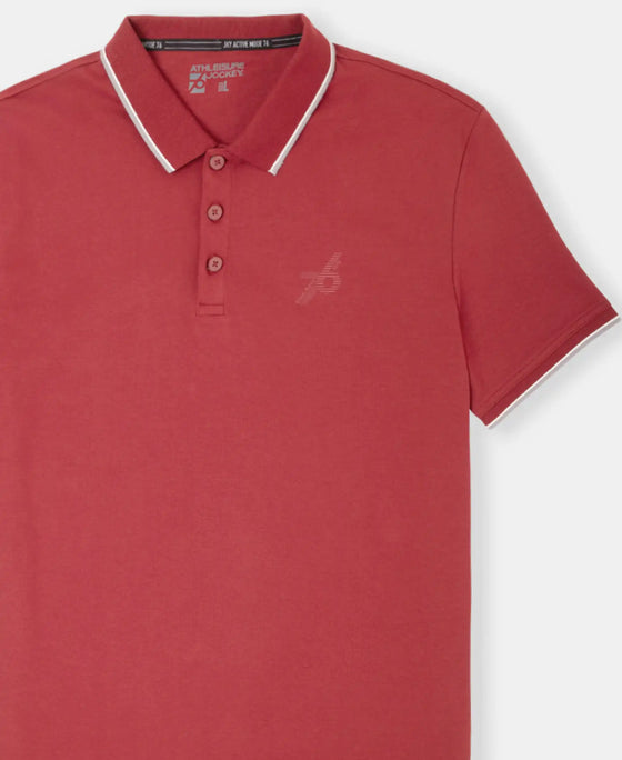 Super Combed Cotton Rich Solid Half Sleeve Polo T-Shirt - Sundried Tomato