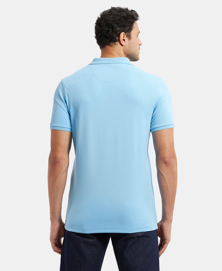 Super Combed Cotton Rich Solid Half Sleeve Polo T-Shirt - Alaskan Blue
