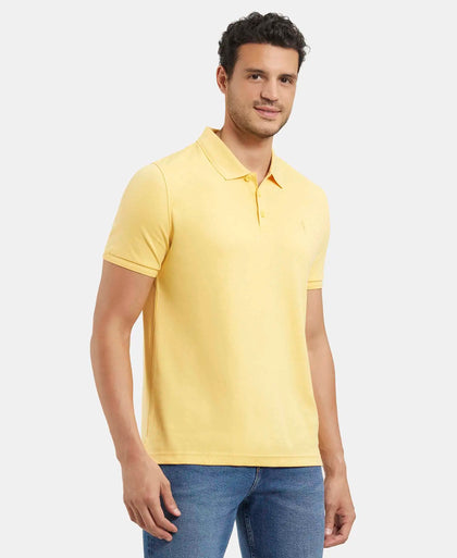 Super Combed Cotton Rich Solid Half Sleeve Polo T-Shirt - Corn Silk-2