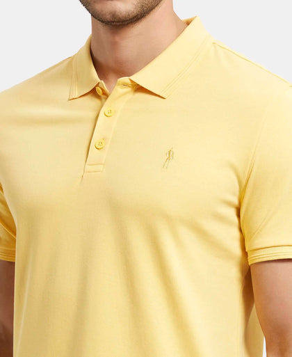 Super Combed Cotton Rich Solid Half Sleeve Polo T-Shirt - Corn Silk-7