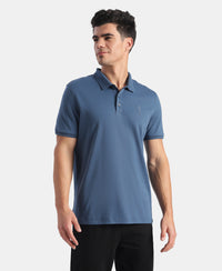 Super Combed Cotton Rich Solid Half Sleeve Polo T-Shirt - Ensign Blue