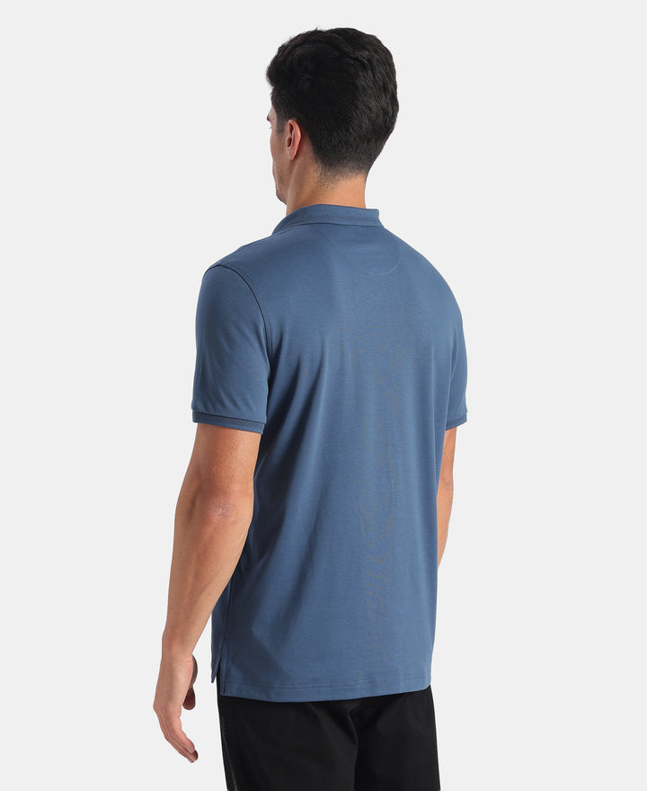 Super Combed Cotton Rich Solid Half Sleeve Polo T-Shirt - Ensign Blue