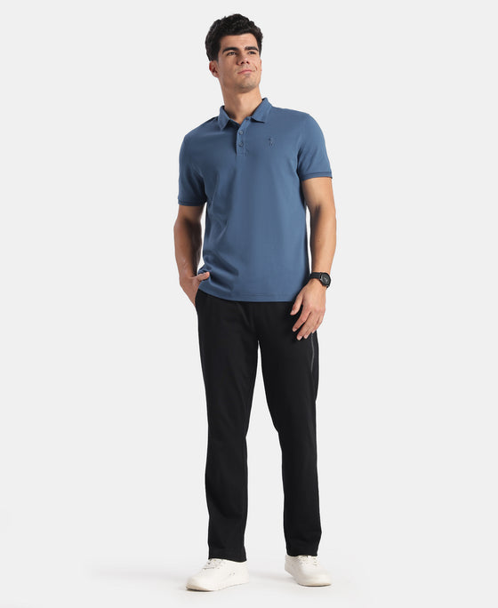 Super Combed Cotton Rich Solid Half Sleeve Polo T-Shirt - Ensign Blue