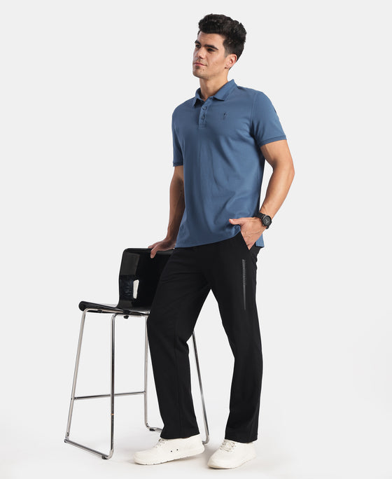 Super Combed Cotton Rich Solid Half Sleeve Polo T-Shirt - Ensign Blue