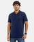 Super Combed Cotton Rich Solid Half Sleeve Polo T-Shirt - Navy-1