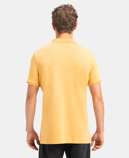 Super Combed Cotton Rich Solid Half Sleeve Polo T-Shirt - Oak Buff