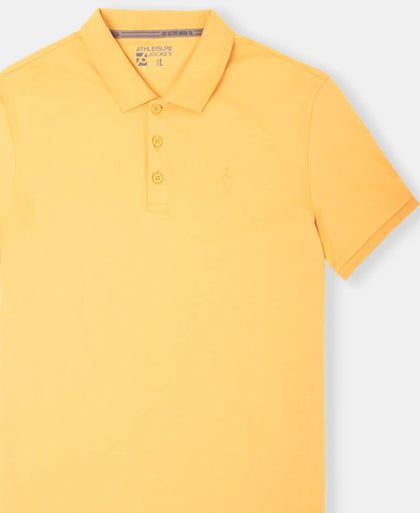 Super Combed Cotton Rich Solid Half Sleeve Polo T-Shirt - Oak Buff