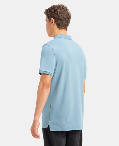 Super Combed Cotton Rich Solid Half Sleeve Polo T-Shirt - Provincial Blue