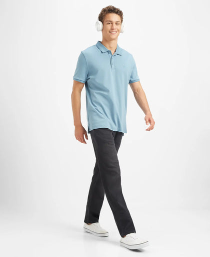 Super Combed Cotton Rich Solid Half Sleeve Polo T-Shirt - Provincial Blue