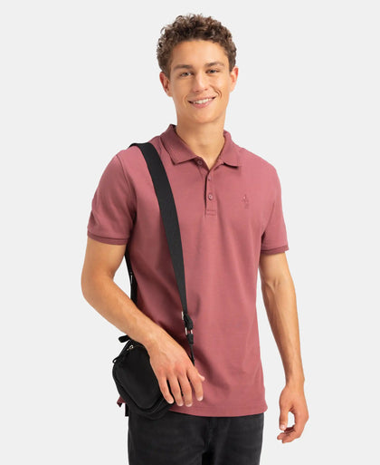 Super Combed Cotton Rich Solid Half Sleeve Polo T-Shirt - Wild Ginger