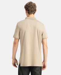 Super Combed Cotton Rich Solid Half Sleeve Polo T-Shirt with Chest Pocket - Desert Taupe