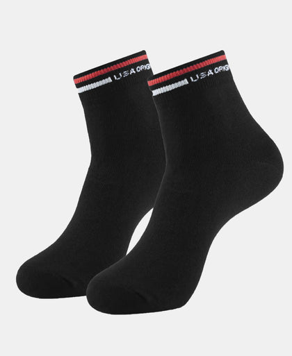 Compact Cotton Elastane Stretch Ankle Length Socks with StayFresh Treatment - Black (Pack of 2)