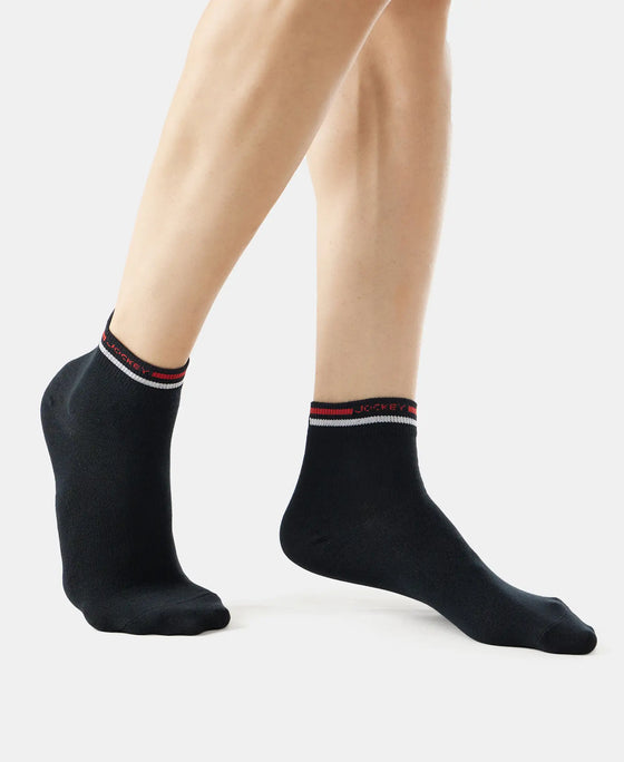 Compact Cotton Elastane Stretch Ankle Length Socks with StayFresh Treatment - Black (Pack of 2)