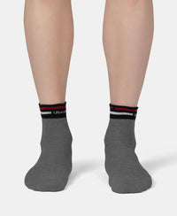 Compact Cotton Elastane Stretch Ankle Length Socks with StayFresh Treatment - Charcoal Melange