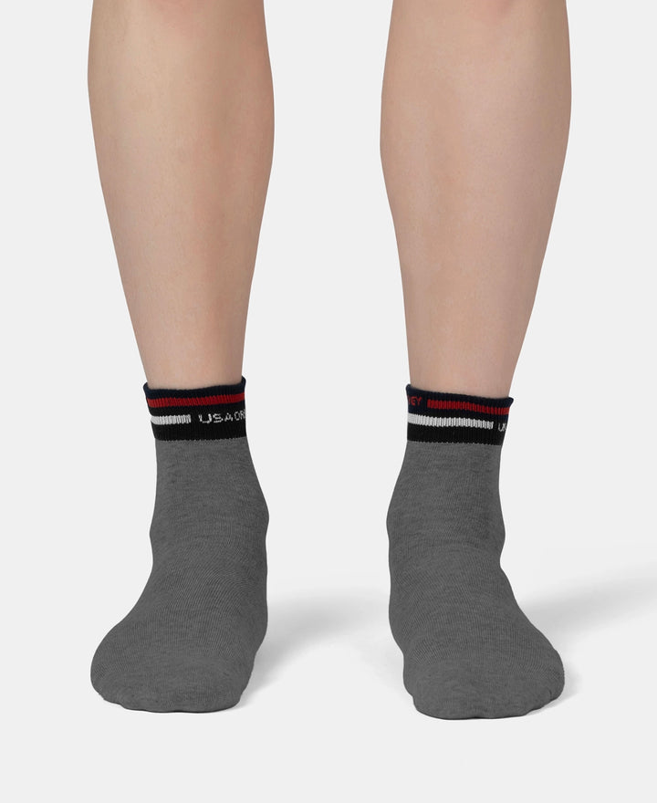 Compact Cotton Elastane Stretch Ankle Length Socks with StayFresh Treatment - Charcoal Melange